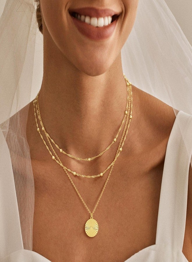 MFRYK Gold Necklaces for Women,14K Gold/Silver Plated Choker Layered Necklace Dainty Pearl Disc Cross Circle Heart Pendant Chain Stackable Necklaces, Multilayer Jewelry Set Gifts for Women - Image 2